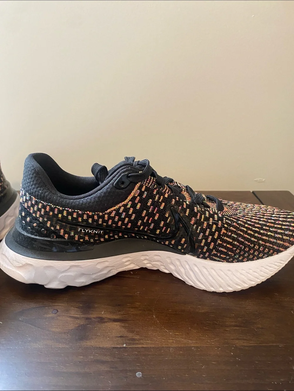Women's Black Knit Athletic Sneakers with Multicolor Speckle